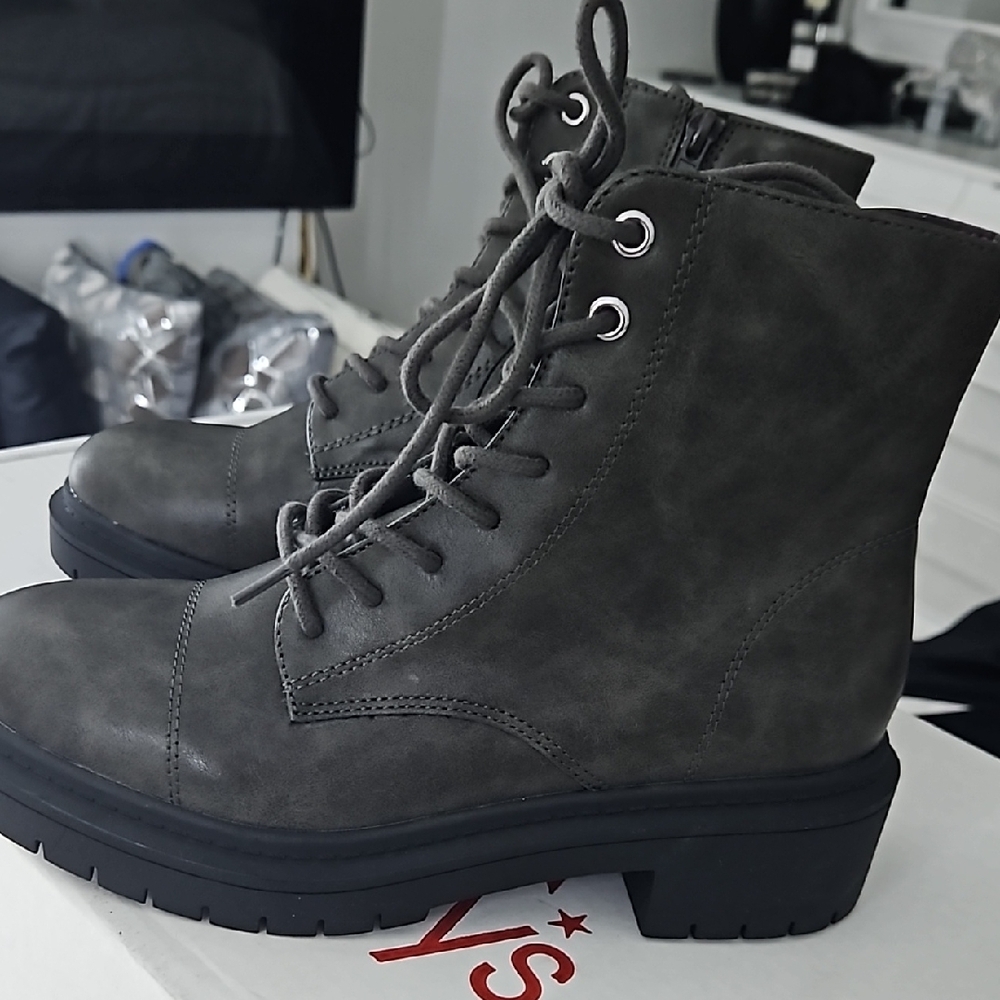 Gray Combat & Moto Boots